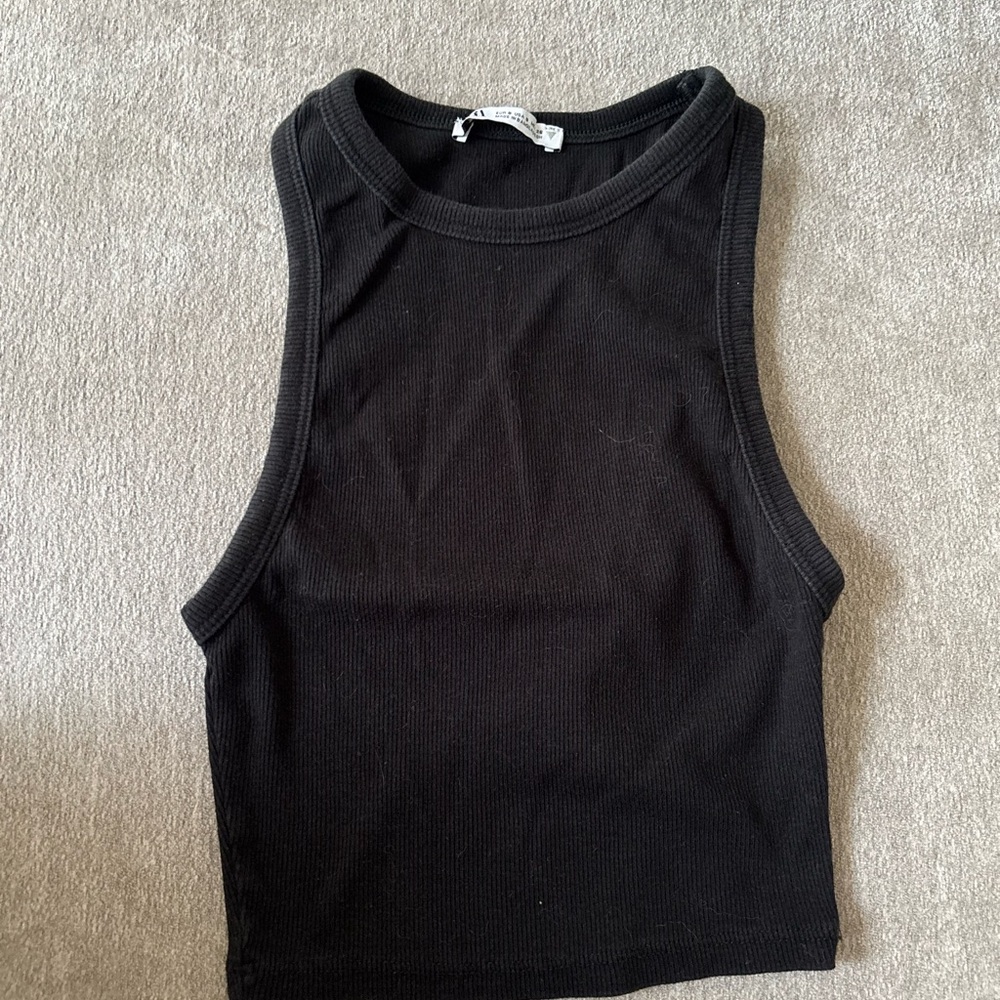 Zara Black Ribbed Tank Top